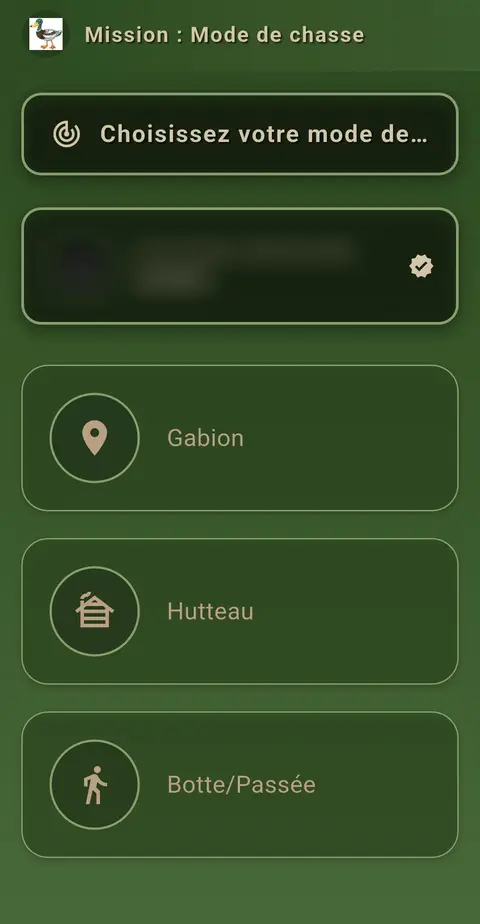 Application HuntMigo : choix du mode de chasse configuré par l'association
